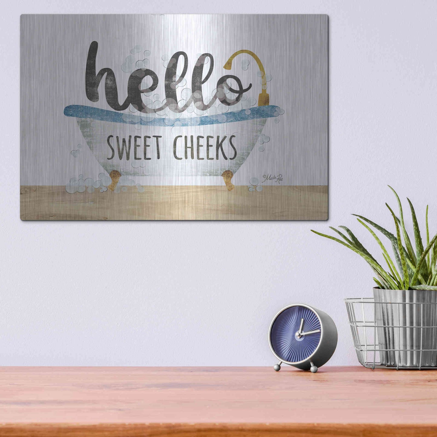 Luxe Metal Art 'Hello Sweet Cheeks' by Marla Rae, Metal Wall Art,16x12