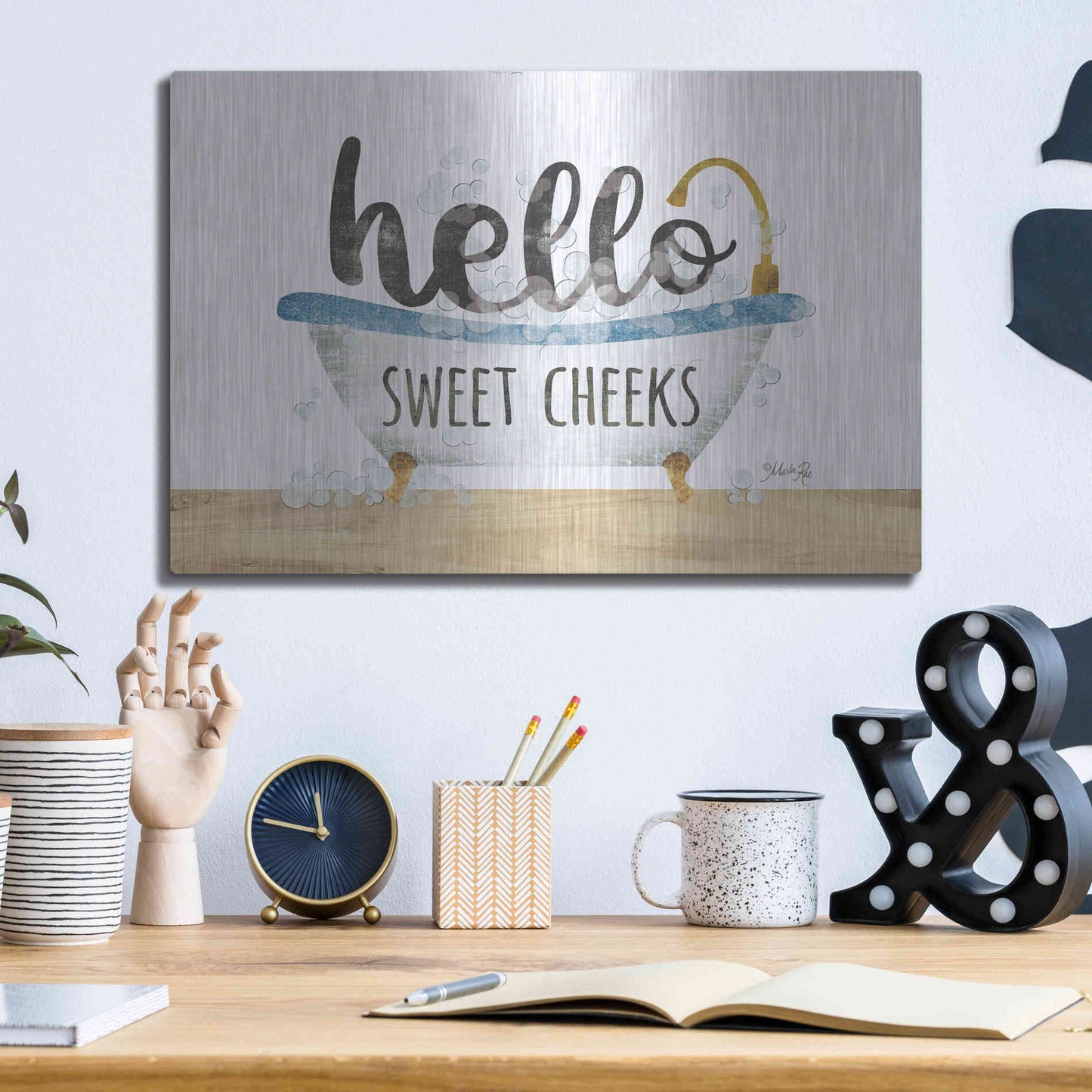 Luxe Metal Art 'Hello Sweet Cheeks' by Marla Rae, Metal Wall Art,16x12