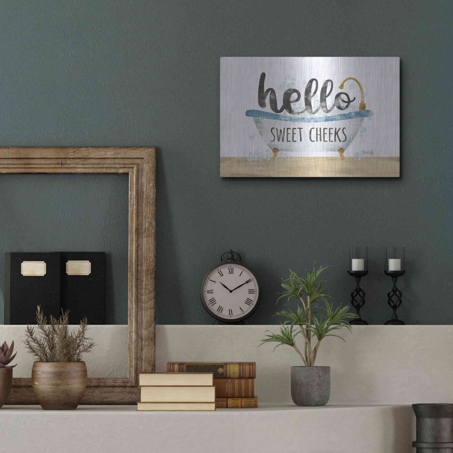 Luxe Metal Art 'Hello Sweet Cheeks' by Marla Rae, Metal Wall Art,16x12