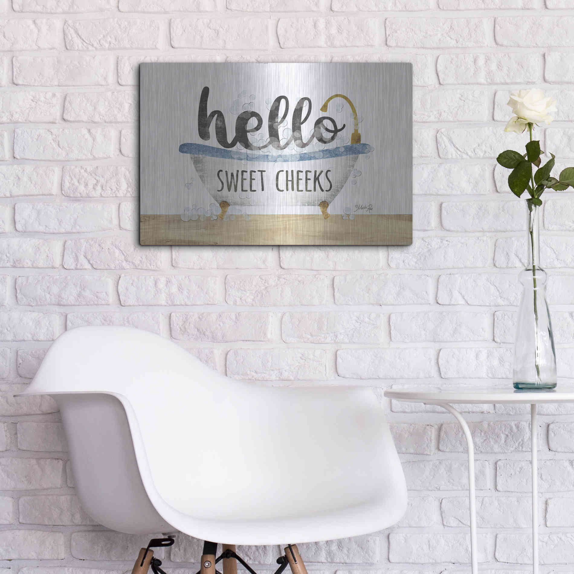 Luxe Metal Art 'Hello Sweet Cheeks' by Marla Rae, Metal Wall Art,24x16