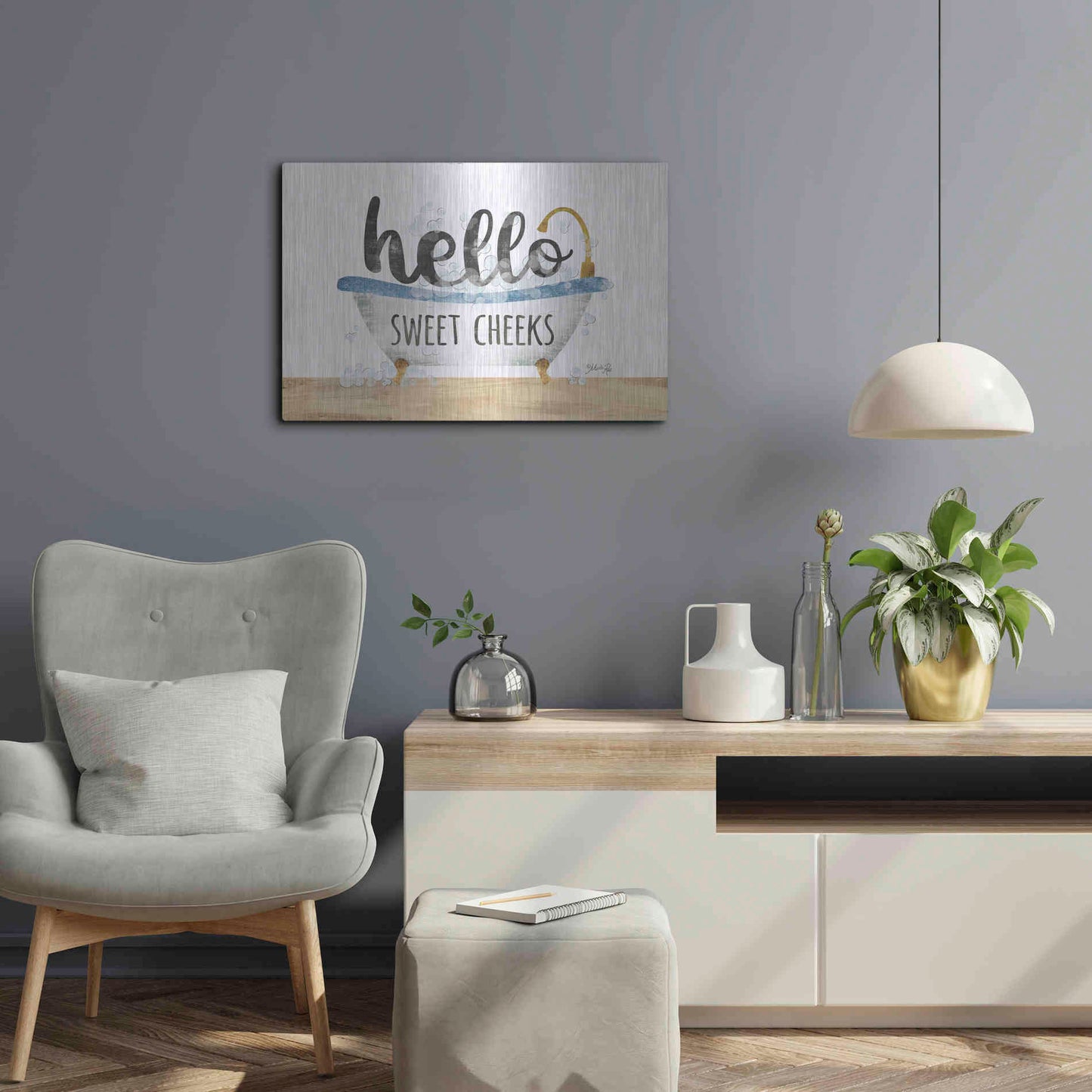 Luxe Metal Art 'Hello Sweet Cheeks' by Marla Rae, Metal Wall Art,24x16