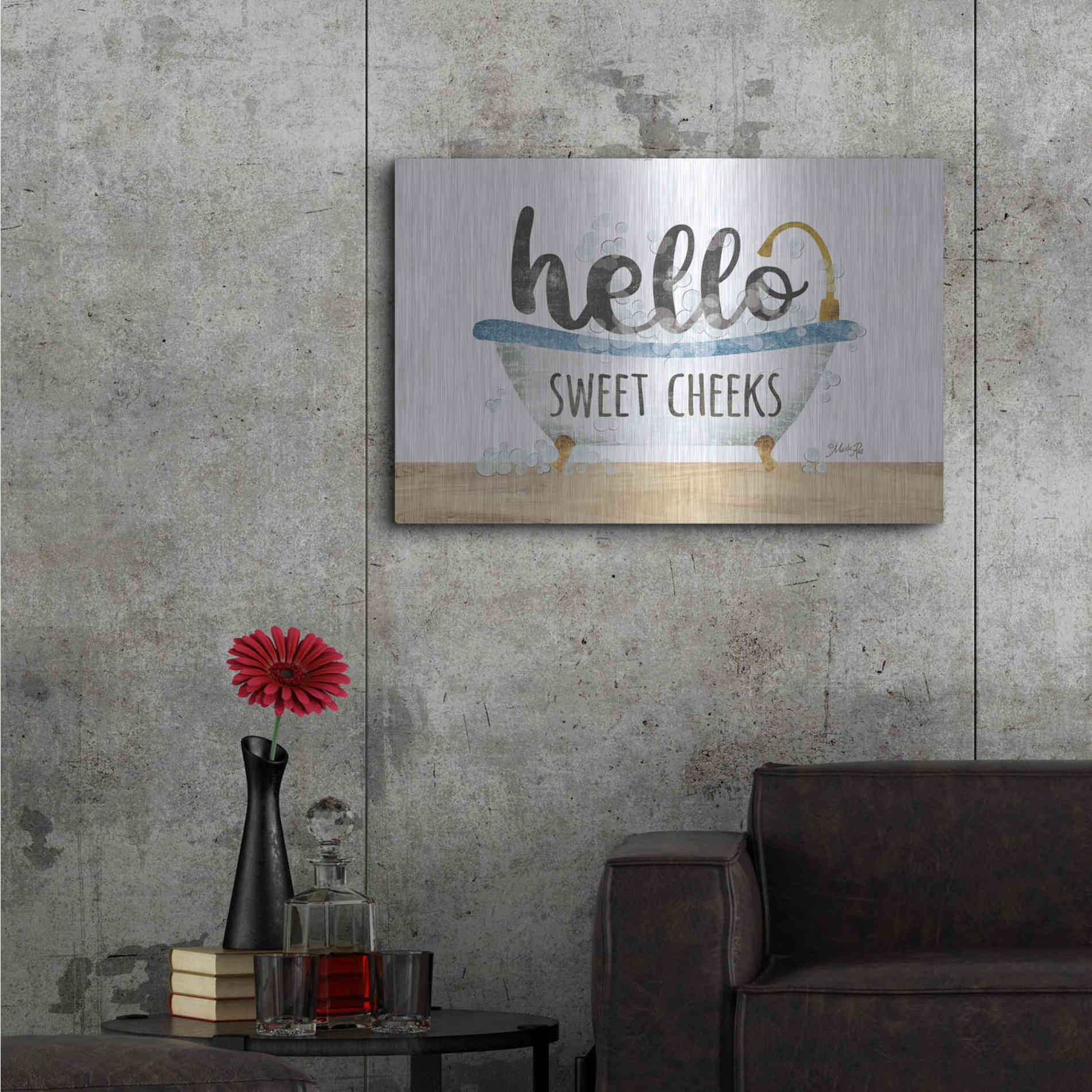 Luxe Metal Art 'Hello Sweet Cheeks' by Marla Rae, Metal Wall Art,36x24