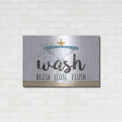 Luxe Metal Art 'Wash - Brush - Floss - Flush' by Marla Rae, Metal Wall Art,36x24