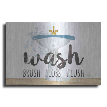 Luxe Metal Art 'Wash - Brush - Floss - Flush' by Marla Rae, Metal Wall Art