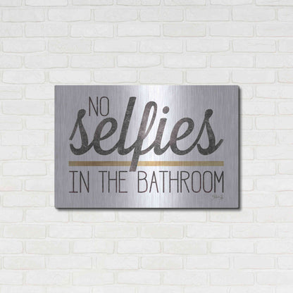 Luxe Metal Art 'No Selfies in the Bathroom' by Marla Rae, Metal Wall Art,36x24