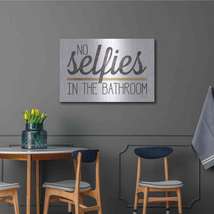 Luxe Metal Art 'No Selfies in the Bathroom' by Marla Rae, Metal Wall Art,36x24