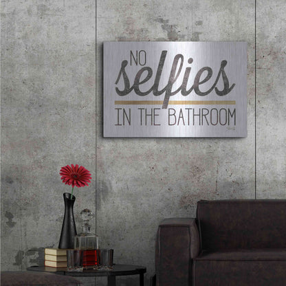 Luxe Metal Art 'No Selfies in the Bathroom' by Marla Rae, Metal Wall Art,36x24