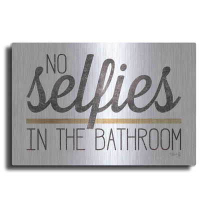 Luxe Metal Art 'No Selfies in the Bathroom' by Marla Rae, Metal Wall Art