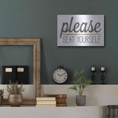 Luxe Metal Art 'Please Seat Yourself' by Marla Rae, Metal Wall Art,16x12
