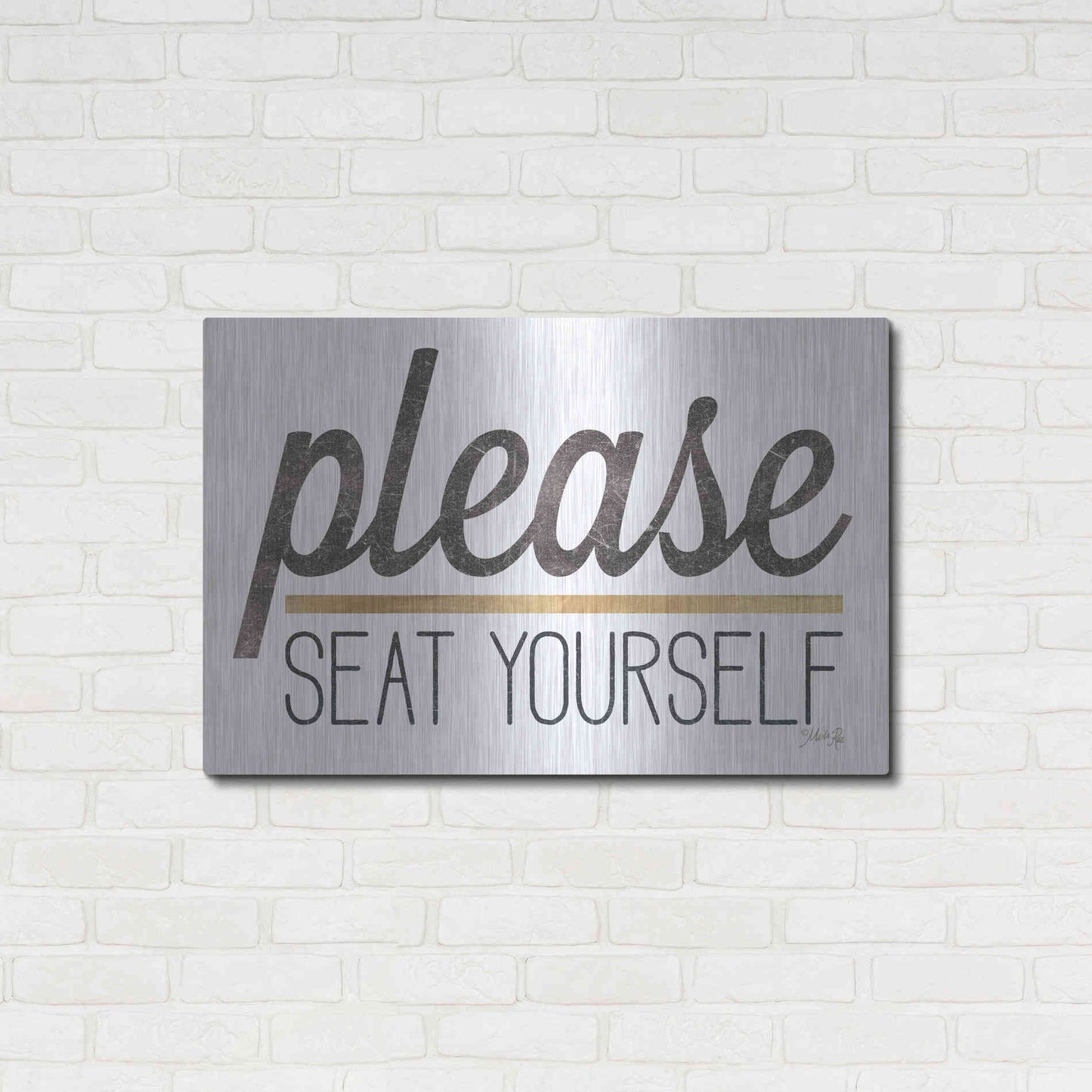 Luxe Metal Art 'Please Seat Yourself' by Marla Rae, Metal Wall Art,36x24