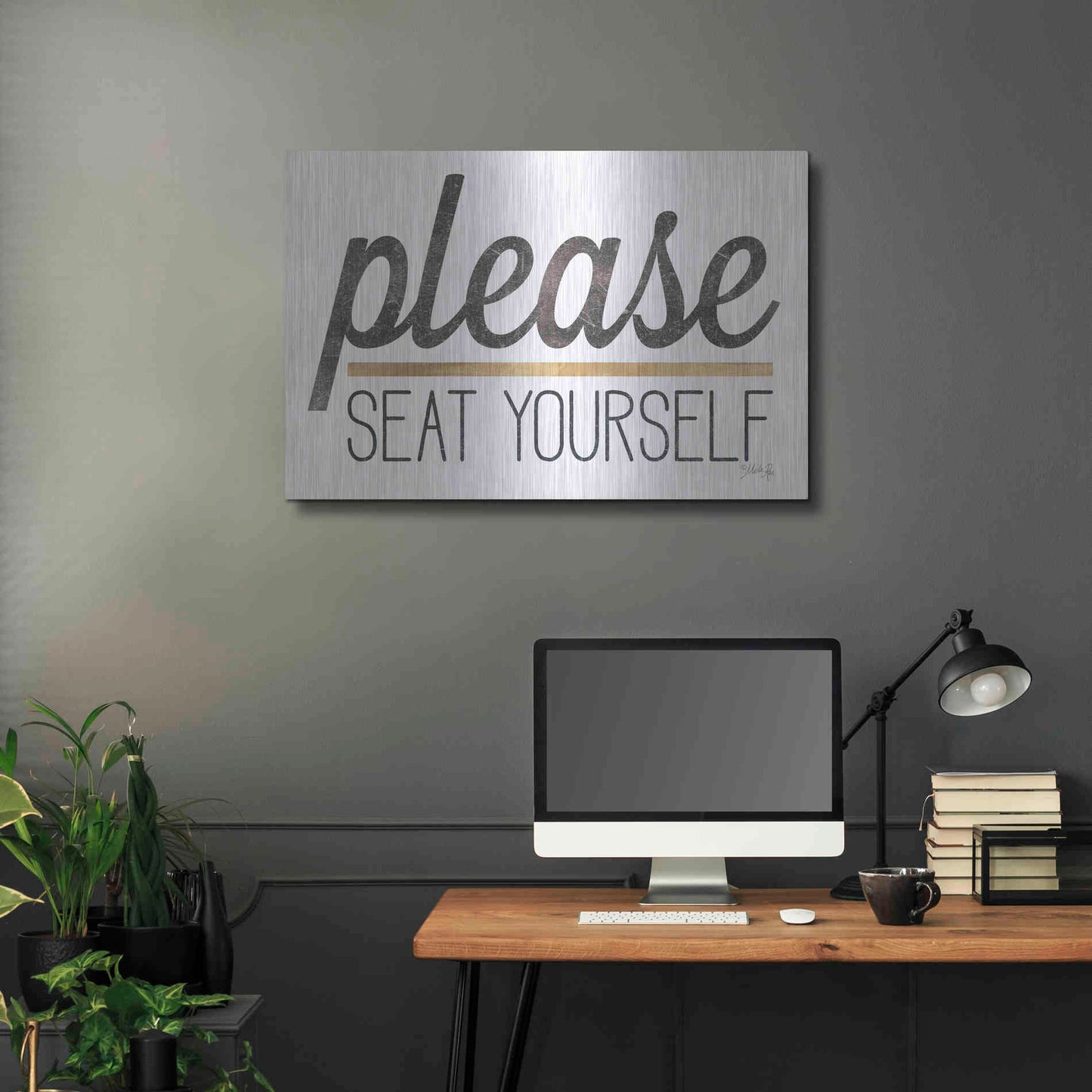 Luxe Metal Art 'Please Seat Yourself' by Marla Rae, Metal Wall Art,36x24