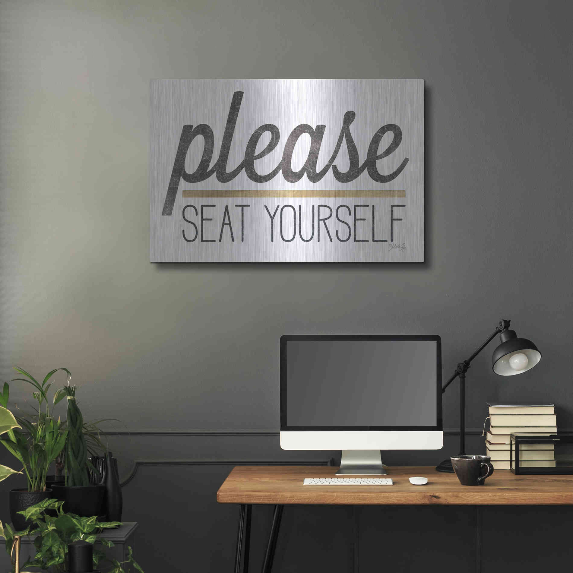 Luxe Metal Art 'Please Seat Yourself' by Marla Rae, Metal Wall Art,36x24