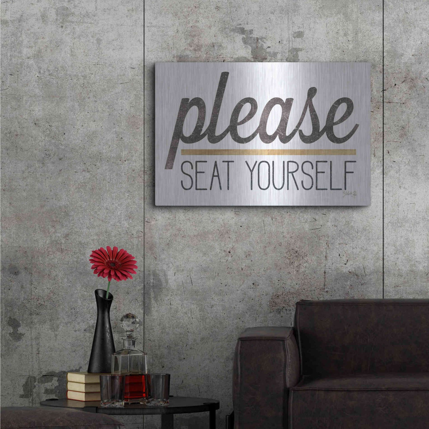Luxe Metal Art 'Please Seat Yourself' by Marla Rae, Metal Wall Art,36x24