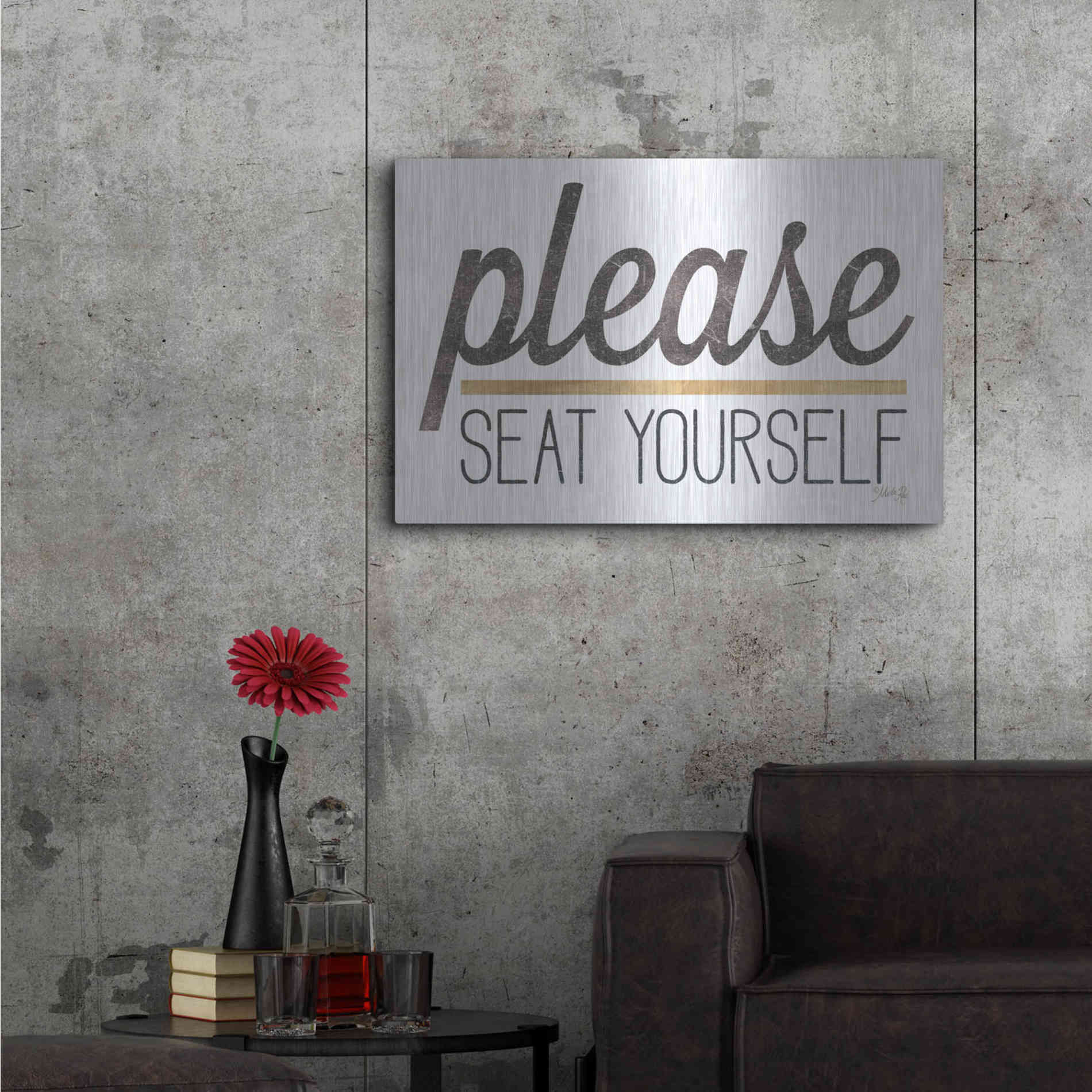 Luxe Metal Art 'Please Seat Yourself' by Marla Rae, Metal Wall Art,36x24