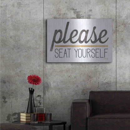 Luxe Metal Art 'Please Seat Yourself' by Marla Rae, Metal Wall Art,36x24