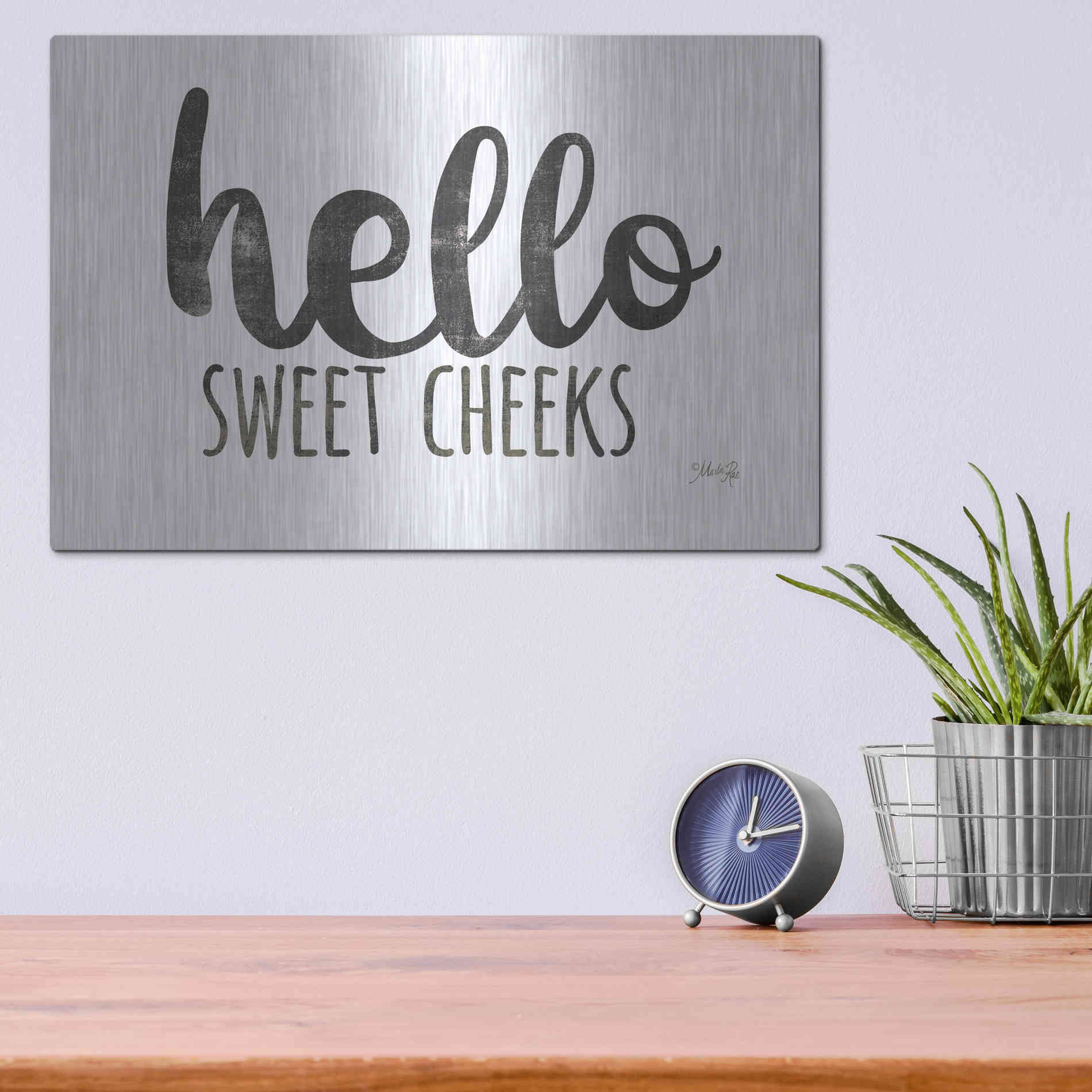 Luxe Metal Art 'Hello Sweet Cheeks Sign' by Marla Rae, Metal Wall Art,16x12