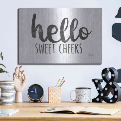 Luxe Metal Art 'Hello Sweet Cheeks Sign' by Marla Rae, Metal Wall Art,16x12