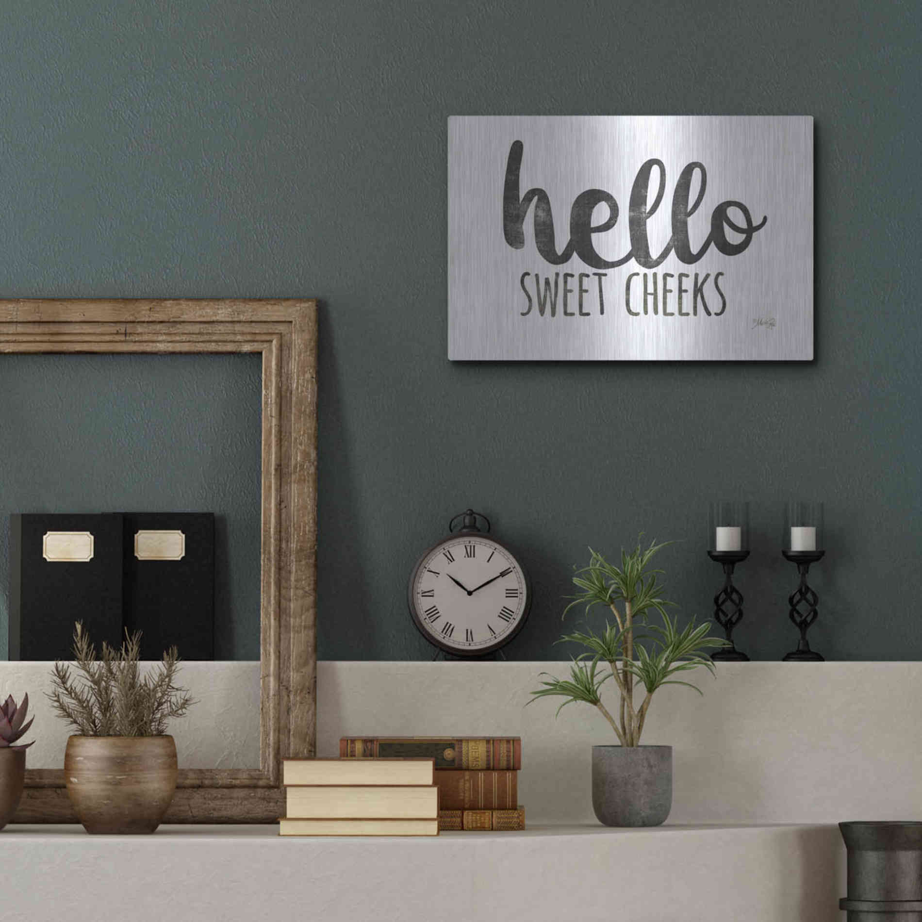 Luxe Metal Art 'Hello Sweet Cheeks Sign' by Marla Rae, Metal Wall Art,16x12