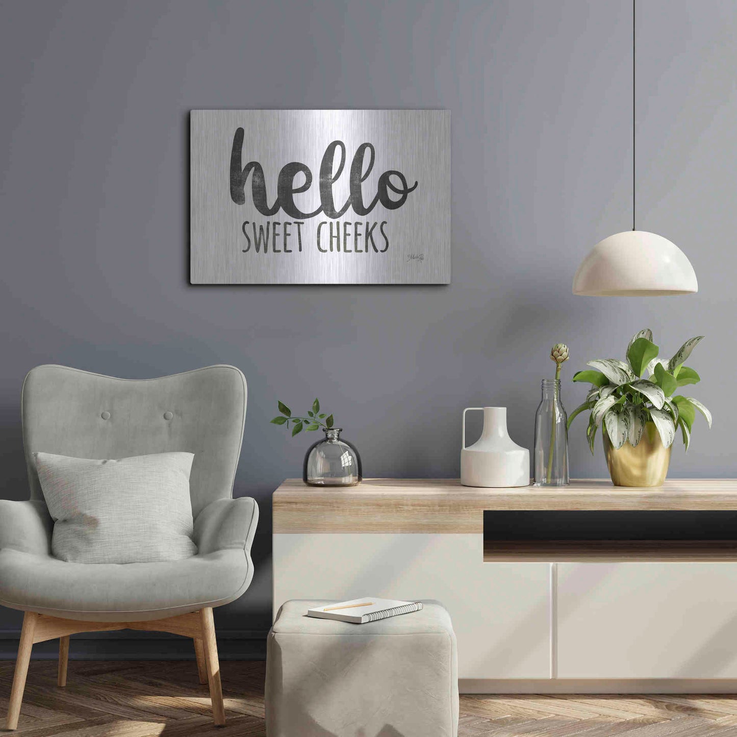 Luxe Metal Art 'Hello Sweet Cheeks Sign' by Marla Rae, Metal Wall Art,24x16