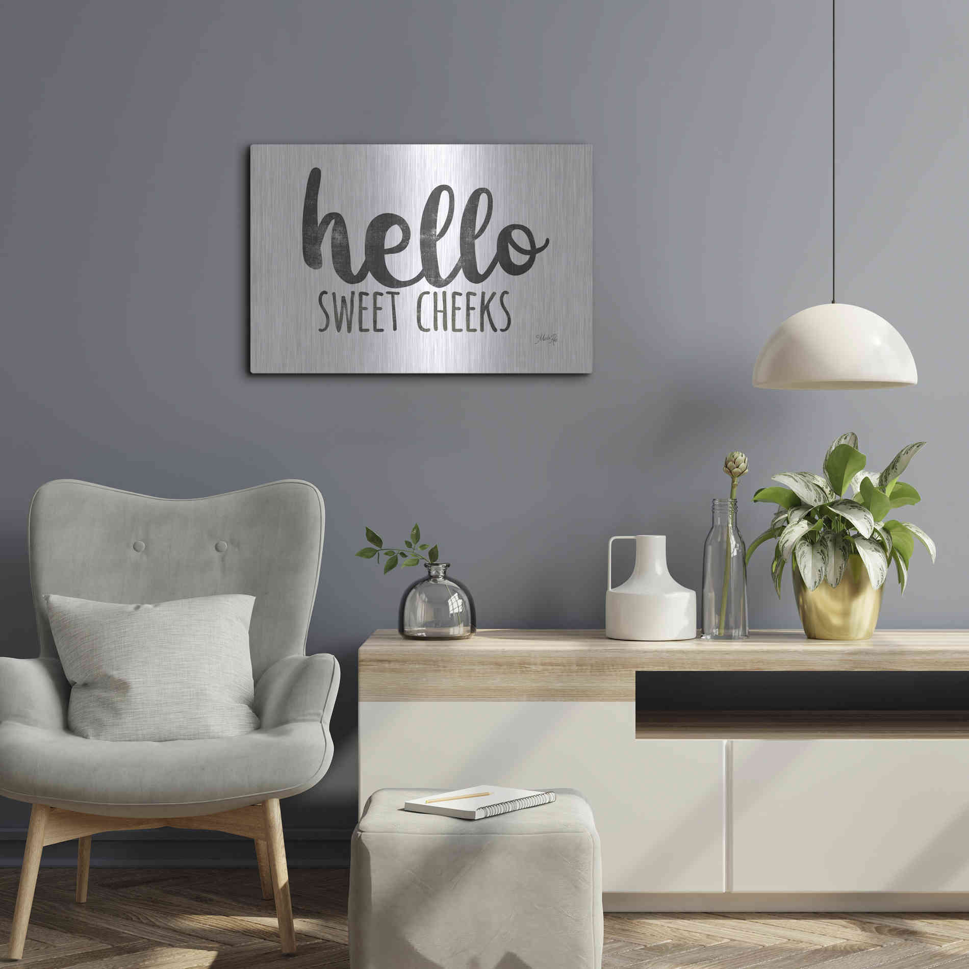 Luxe Metal Art 'Hello Sweet Cheeks Sign' by Marla Rae, Metal Wall Art,24x16