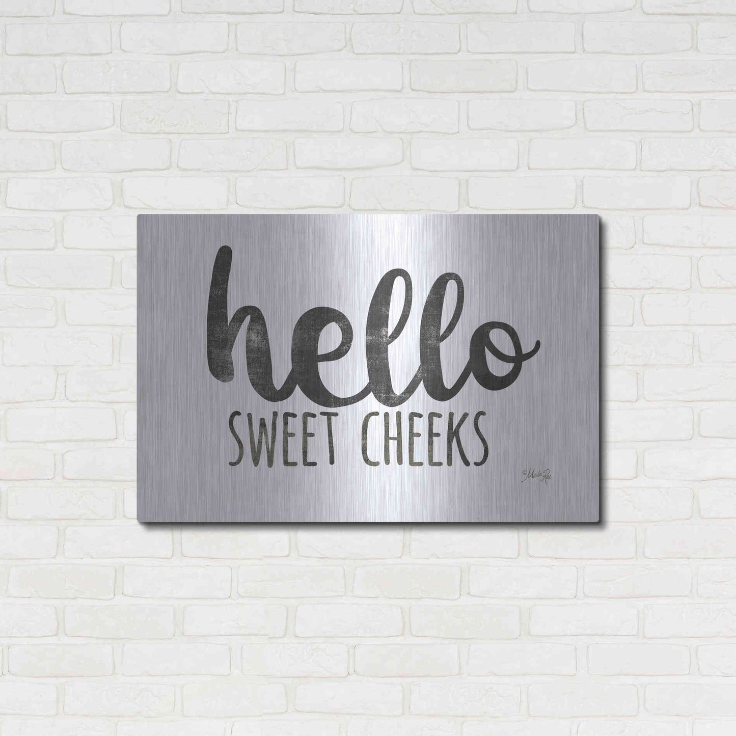Luxe Metal Art 'Hello Sweet Cheeks Sign' by Marla Rae, Metal Wall Art,36x24