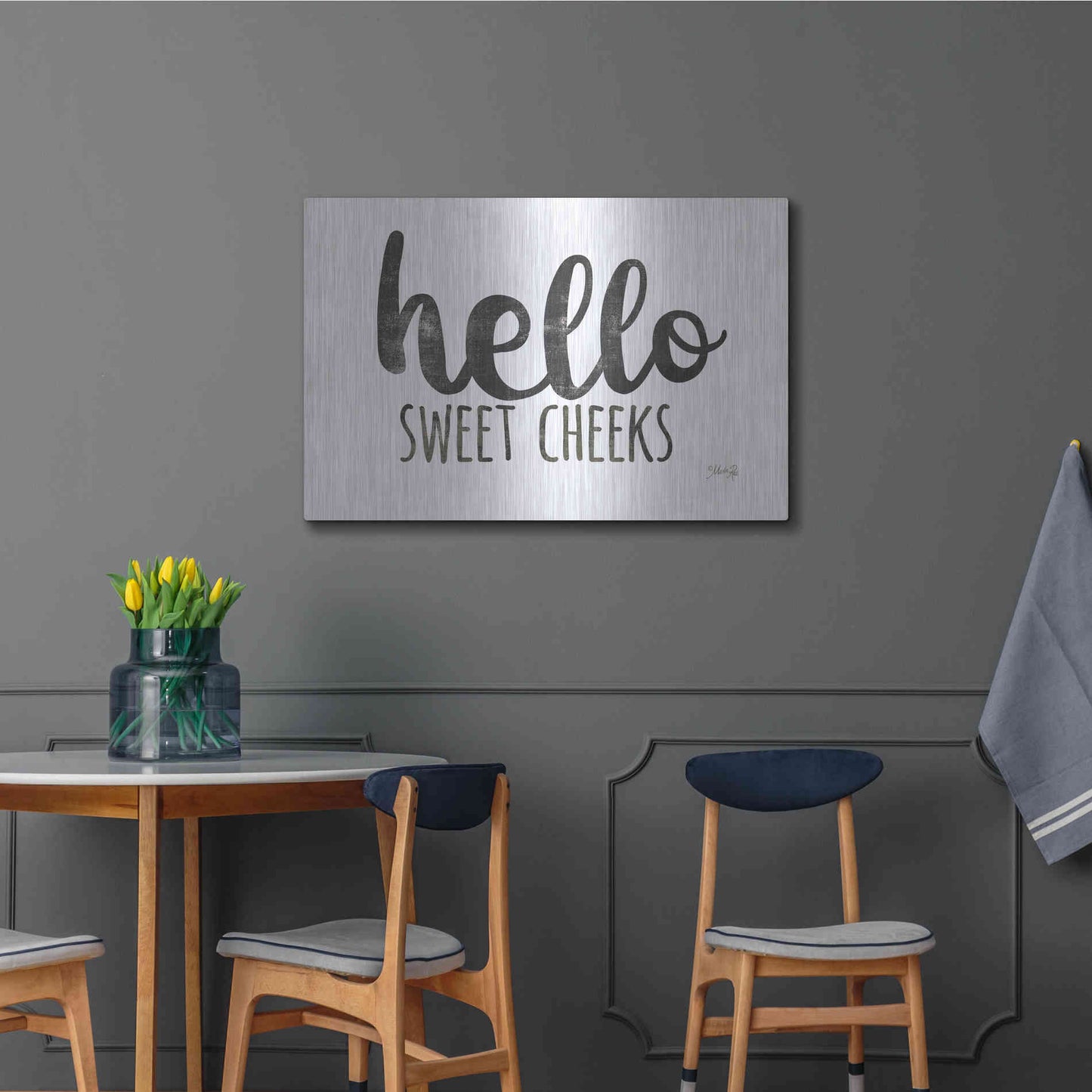 Luxe Metal Art 'Hello Sweet Cheeks Sign' by Marla Rae, Metal Wall Art,36x24