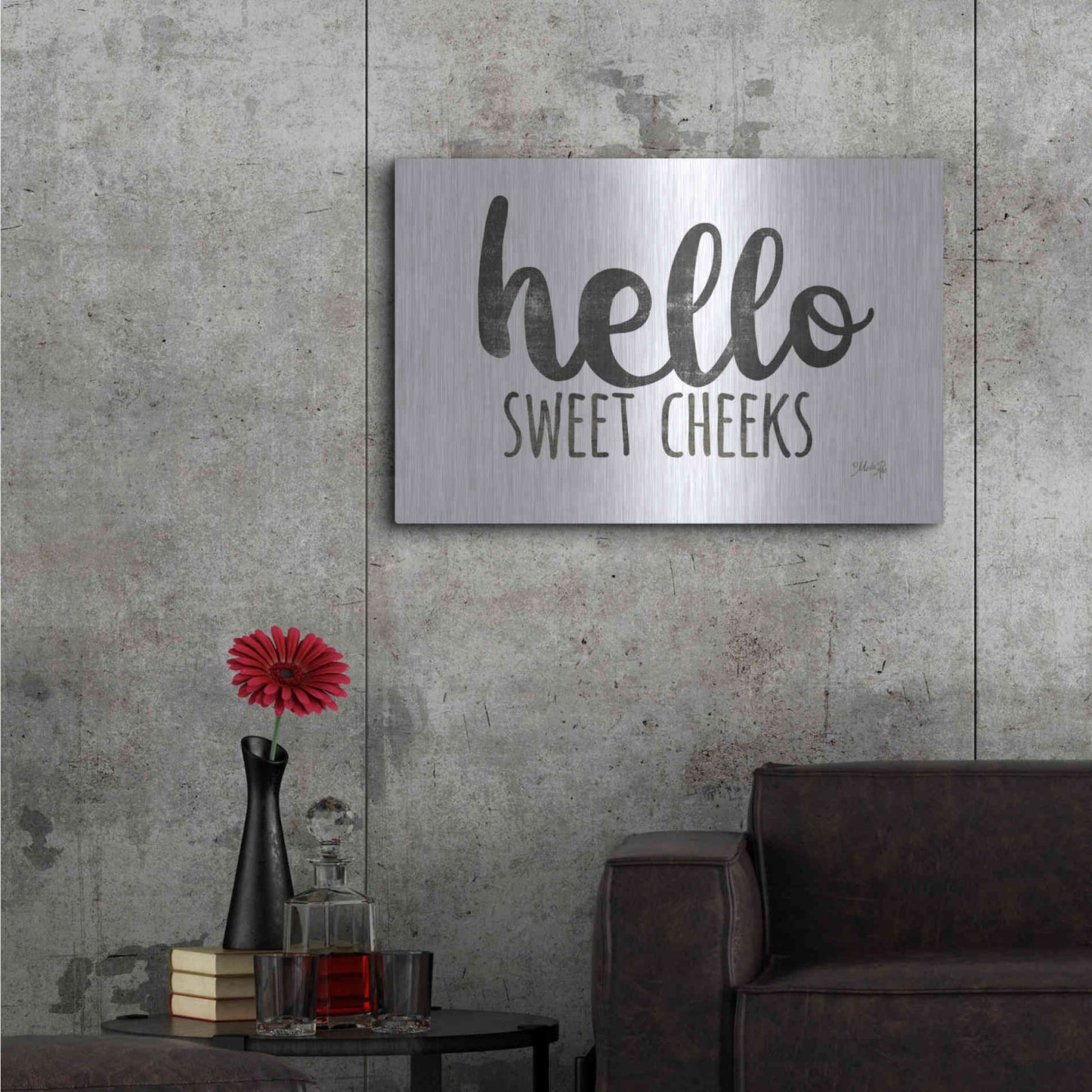 Luxe Metal Art 'Hello Sweet Cheeks Sign' by Marla Rae, Metal Wall Art,36x24