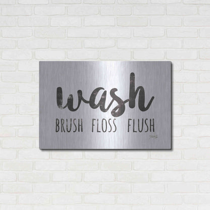 Luxe Metal Art 'Wash - Brush - Floss - Flush Sign' by Marla Rae, Metal Wall Art,36x24