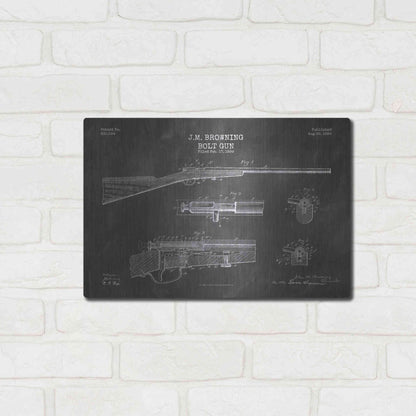 Luxe Metal Art 'Rifle Blueprint Patent Chalkboard' Metal Wall Art,16x12