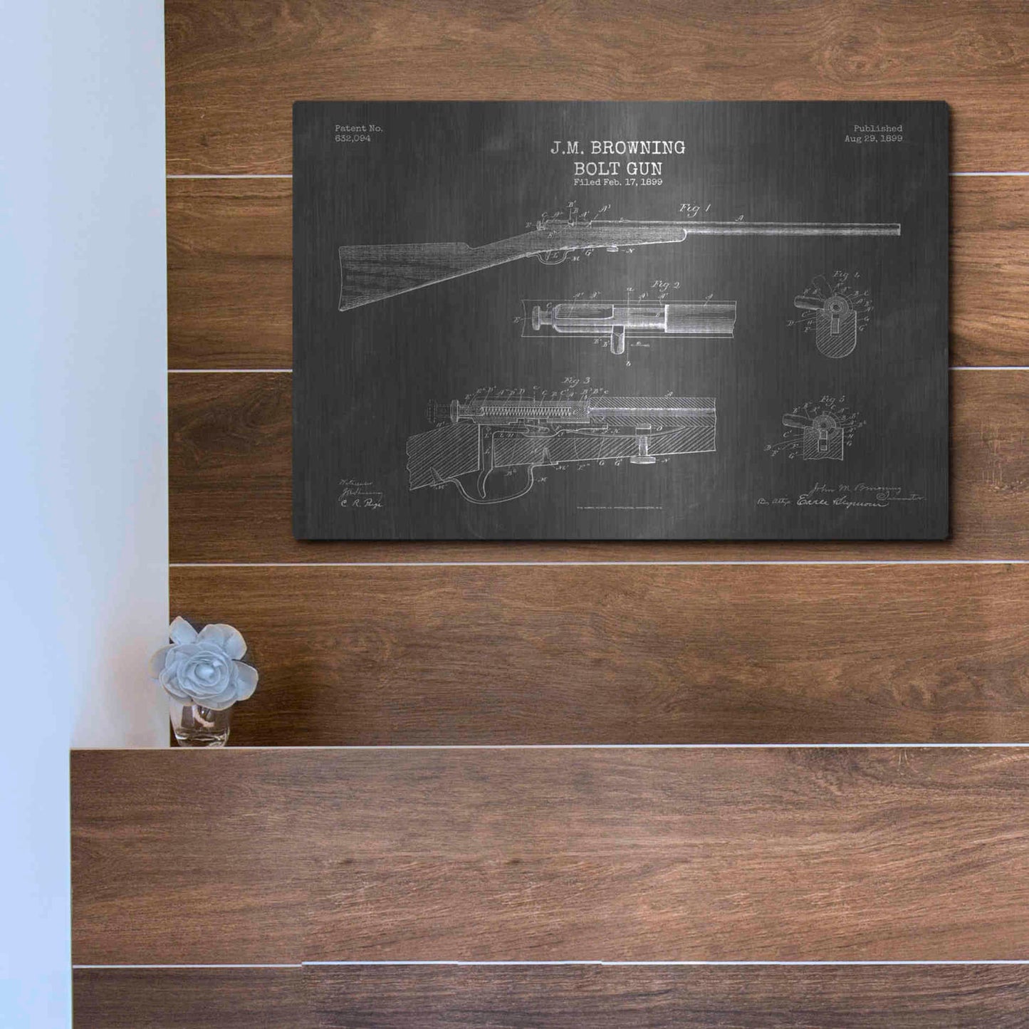 Luxe Metal Art 'Rifle Blueprint Patent Chalkboard' Metal Wall Art,16x12