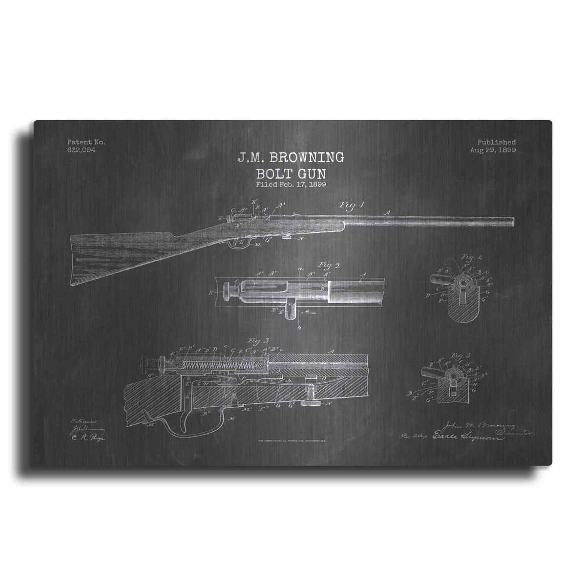 Luxe Metal Art 'Rifle Blueprint Patent Chalkboard' Metal Wall Art