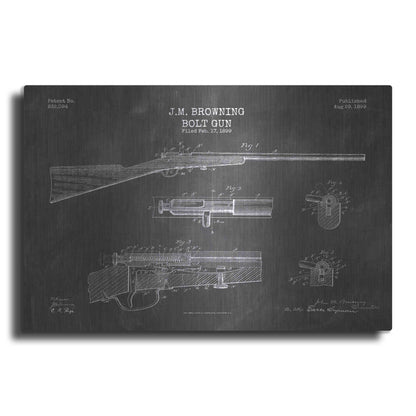 Luxe Metal Art 'Rifle Blueprint Patent Chalkboard' Metal Wall Art