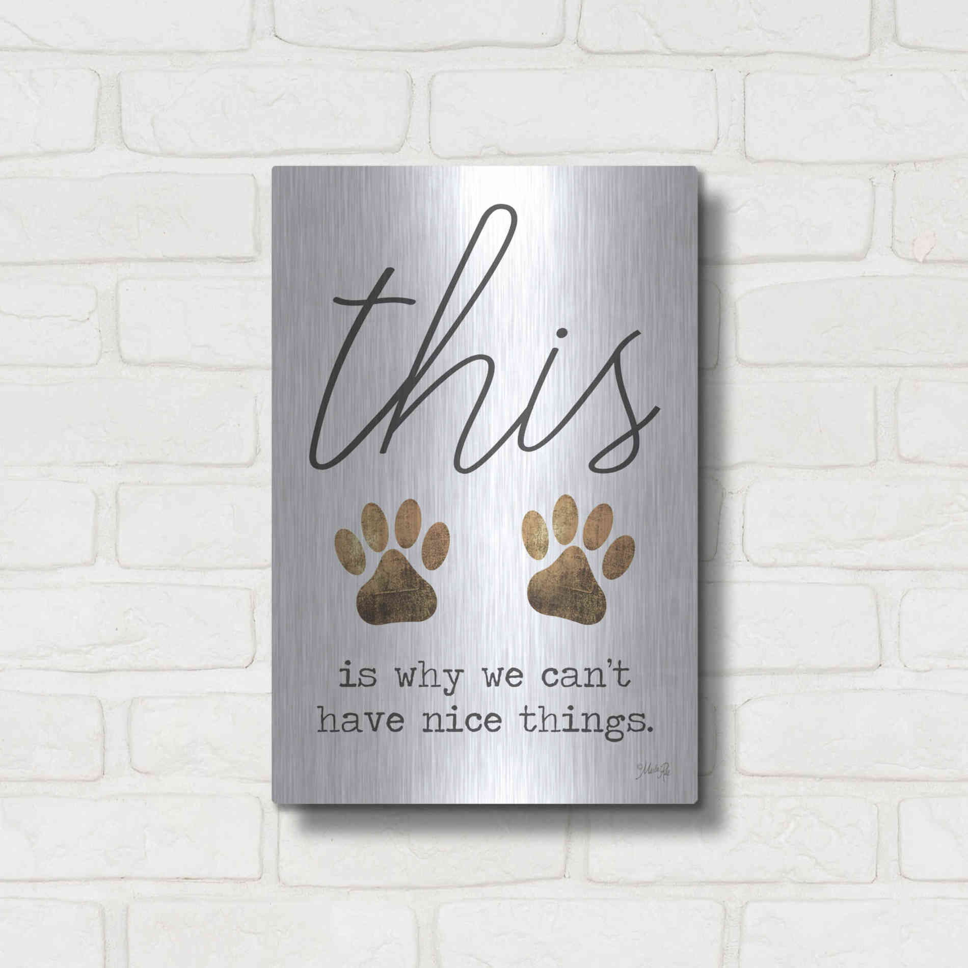 Luxe Metal Art 'Can't Have Nice Things' by Marla Rae, Metal Wall Art,12x16