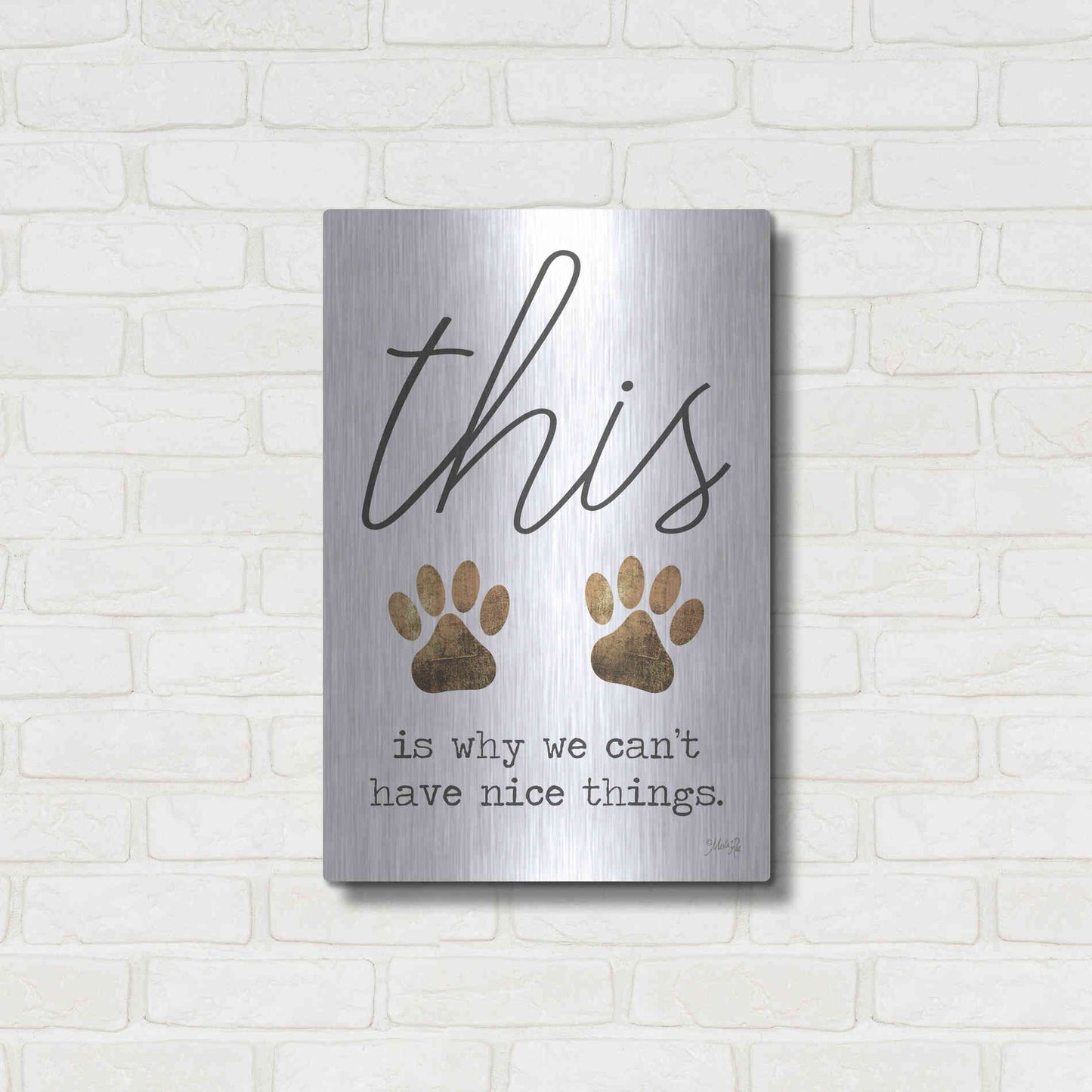 Luxe Metal Art 'Can't Have Nice Things' by Marla Rae, Metal Wall Art,16x24