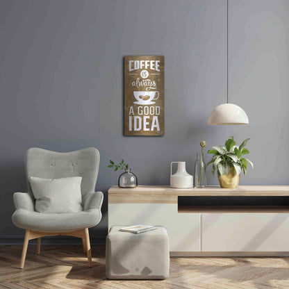 Luxe Metal Art 'Coffee is Always a Good Idea' by Marla Rae, Metal Wall Art,12x24