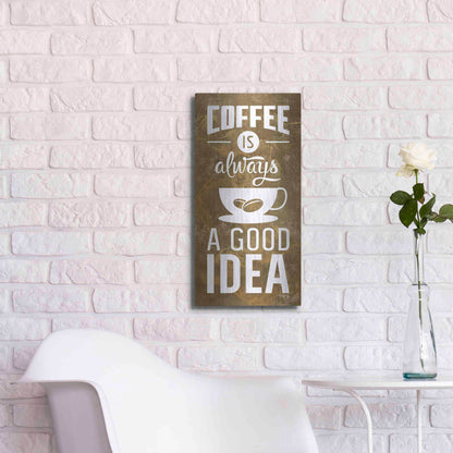 Luxe Metal Art 'Coffee is Always a Good Idea' by Marla Rae, Metal Wall Art,12x24