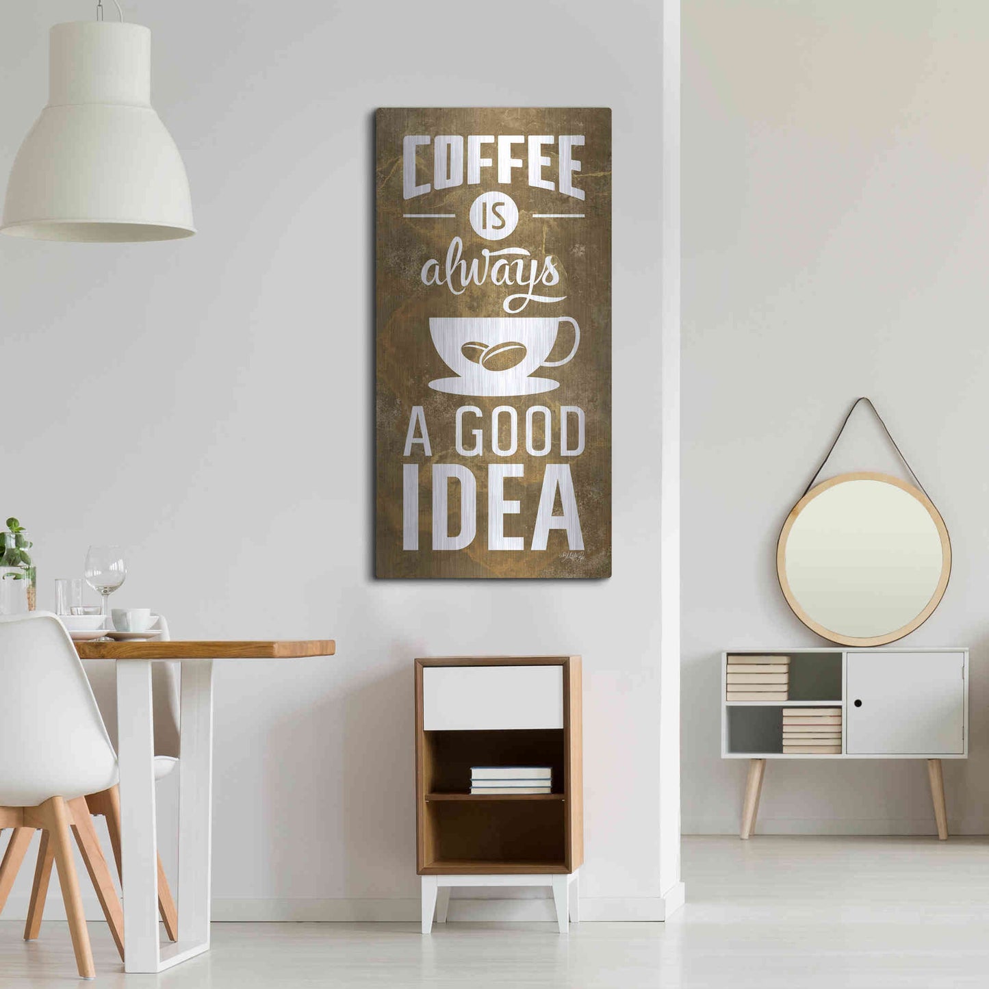 Luxe Metal Art 'Coffee is Always a Good Idea' by Marla Rae, Metal Wall Art,24x48