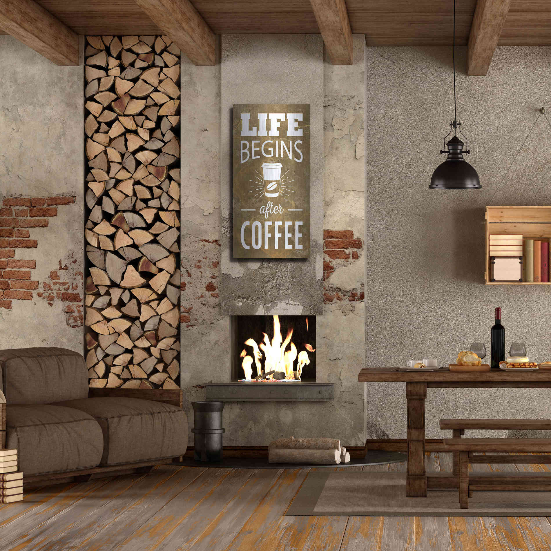 Luxe Metal Art 'Life Begins After Coffee' by Marla Rae, Metal Wall Art,24x48