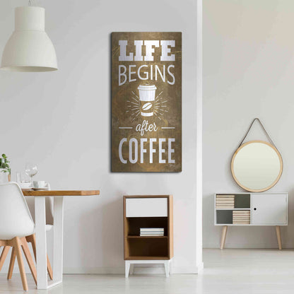 Luxe Metal Art 'Life Begins After Coffee' by Marla Rae, Metal Wall Art,24x48