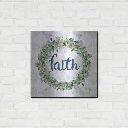 Luxe Metal Art 'Faith Eucalyptus Wreath' by Marla Rae, Metal Wall Art,24x24