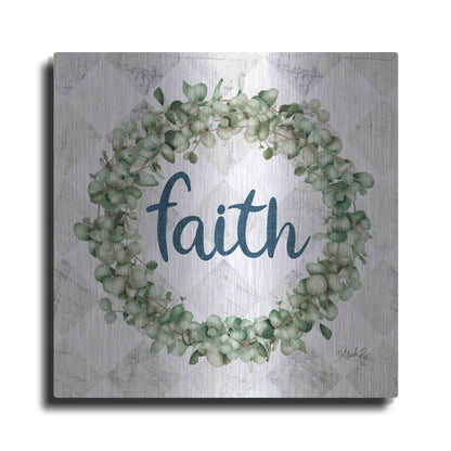 Luxe Metal Art 'Faith Eucalyptus Wreath' by Marla Rae, Metal Wall Art