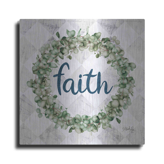 Luxe Metal Art 'Faith Eucalyptus Wreath' by Marla Rae, Metal Wall Art