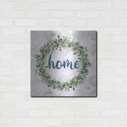 Luxe Metal Art 'Home Eucalyptus Wreath' by Marla Rae, Metal Wall Art,24x24