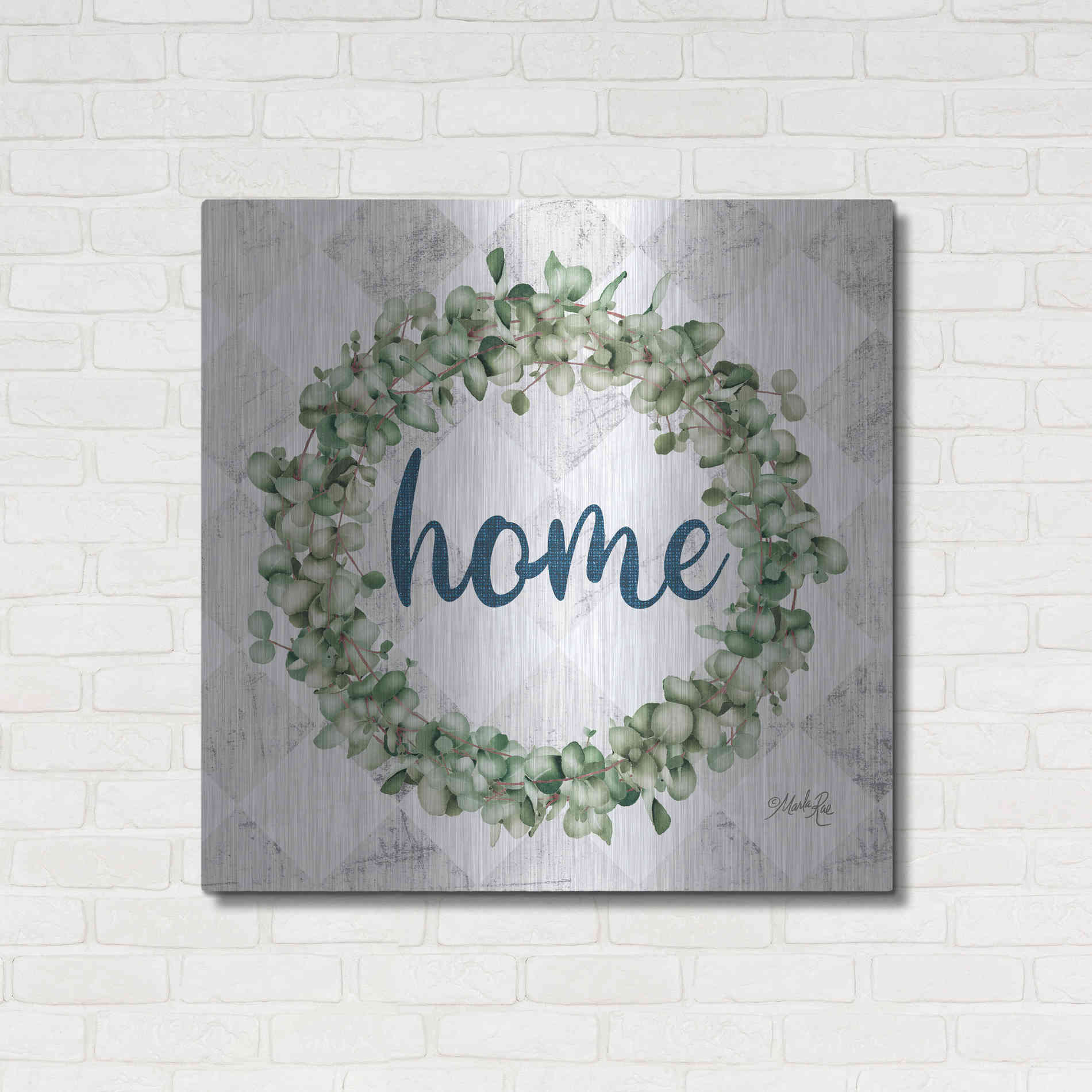 Luxe Metal Art 'Home Eucalyptus Wreath' by Marla Rae, Metal Wall Art,36x36