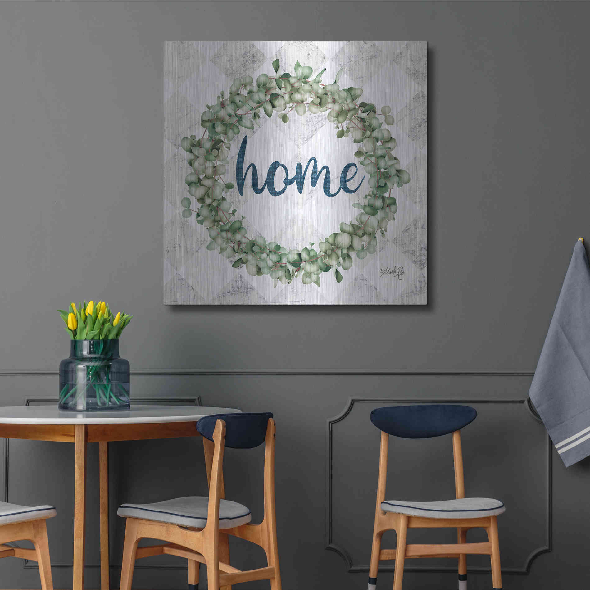 Luxe Metal Art 'Home Eucalyptus Wreath' by Marla Rae, Metal Wall Art,36x36