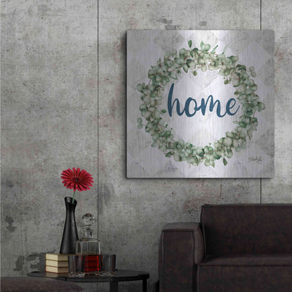 Luxe Metal Art 'Home Eucalyptus Wreath' by Marla Rae, Metal Wall Art,36x36