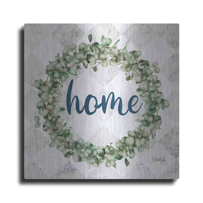Luxe Metal Art 'Home Eucalyptus Wreath' by Marla Rae, Metal Wall Art