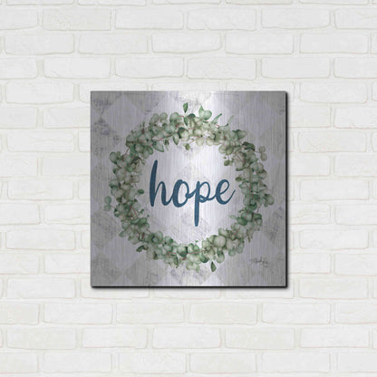 Luxe Metal Art 'Hope Eucalyptus Wreath' by Marla Rae, Metal Wall Art,24x24