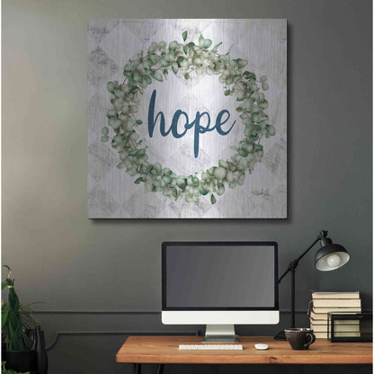 Luxe Metal Art 'Hope Eucalyptus Wreath' by Marla Rae, Metal Wall Art,36x36