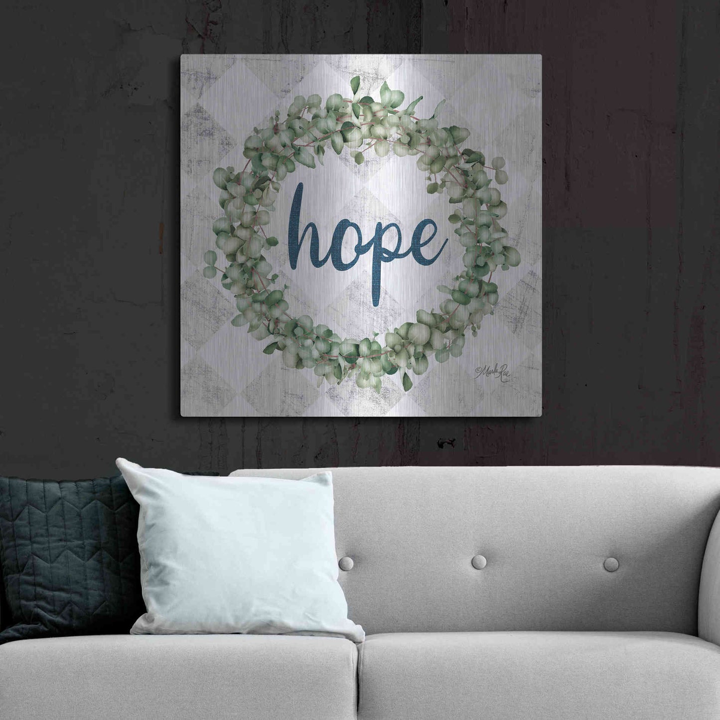Luxe Metal Art 'Hope Eucalyptus Wreath' by Marla Rae, Metal Wall Art,36x36
